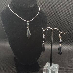 Vintage Sterling Silver Black Jewelry Set 1960s